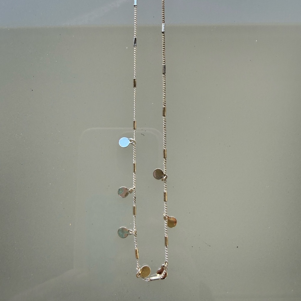 Delicate Silver Disc Charm Necklace | Adjustable Chain